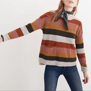 MADEWELL Patch Pocket Ribbed Cotton Sweater Top ~ Sz XS